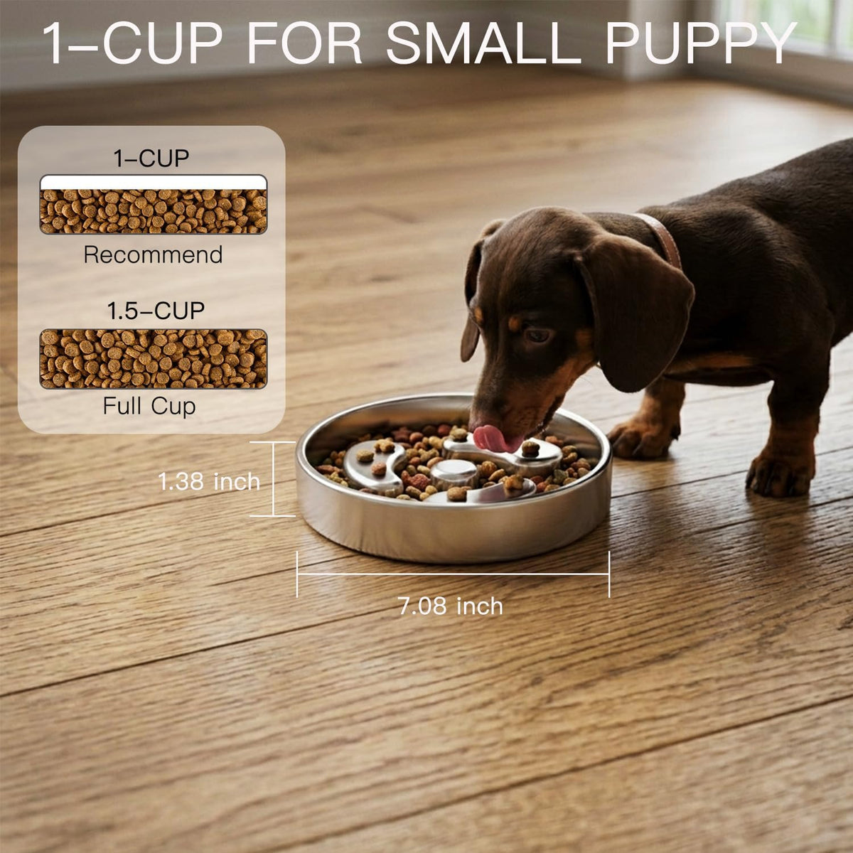 Slow Feeder Dog Bowls, 1Cup for Small Puppy, 1Pack