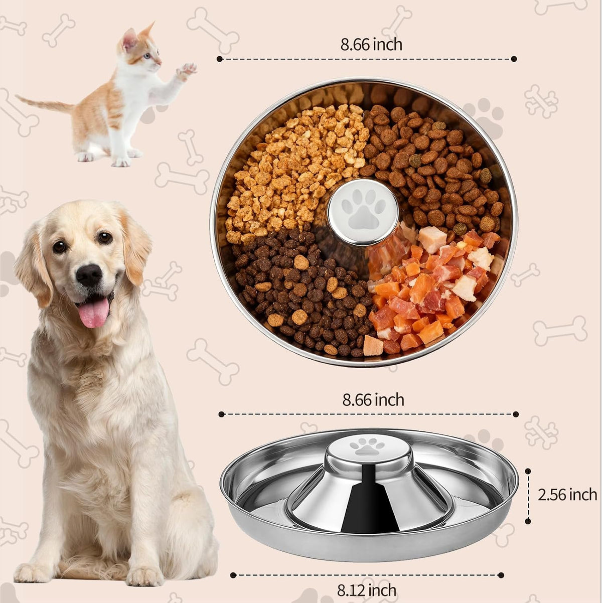 Stainless Steel Dog Bowls, Thickened Durable Replacement Bowls