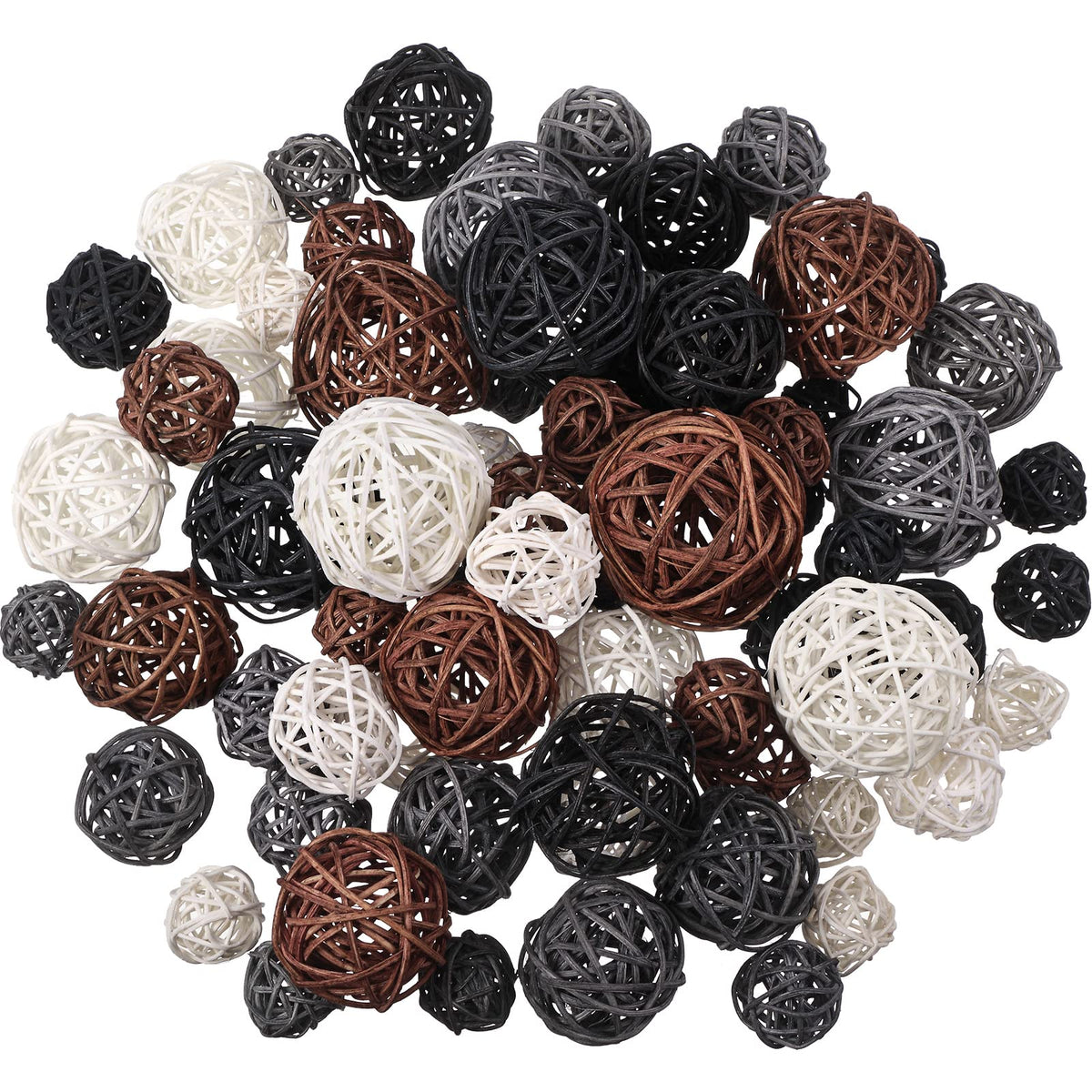 Patelai 72 Pcs Wicker Rattan Balls, Vase Bowl Fillers, Boho Neutral Set