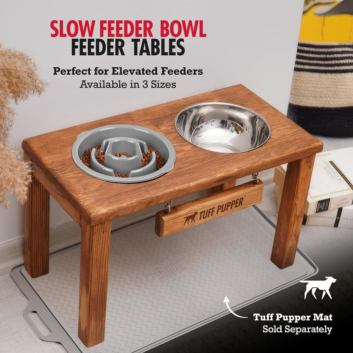 Tuff Pupper Slow Feeder Insert Bowl | Puzzle Maze Slows Down Eating | Elevated Feeder Tray Bowls | Standalone Dog Bowl | Pet Bowls Insert | Easy Clean Dishwasher Safe (4 Cups - Fits 8.9-9.3 Inch Hole)