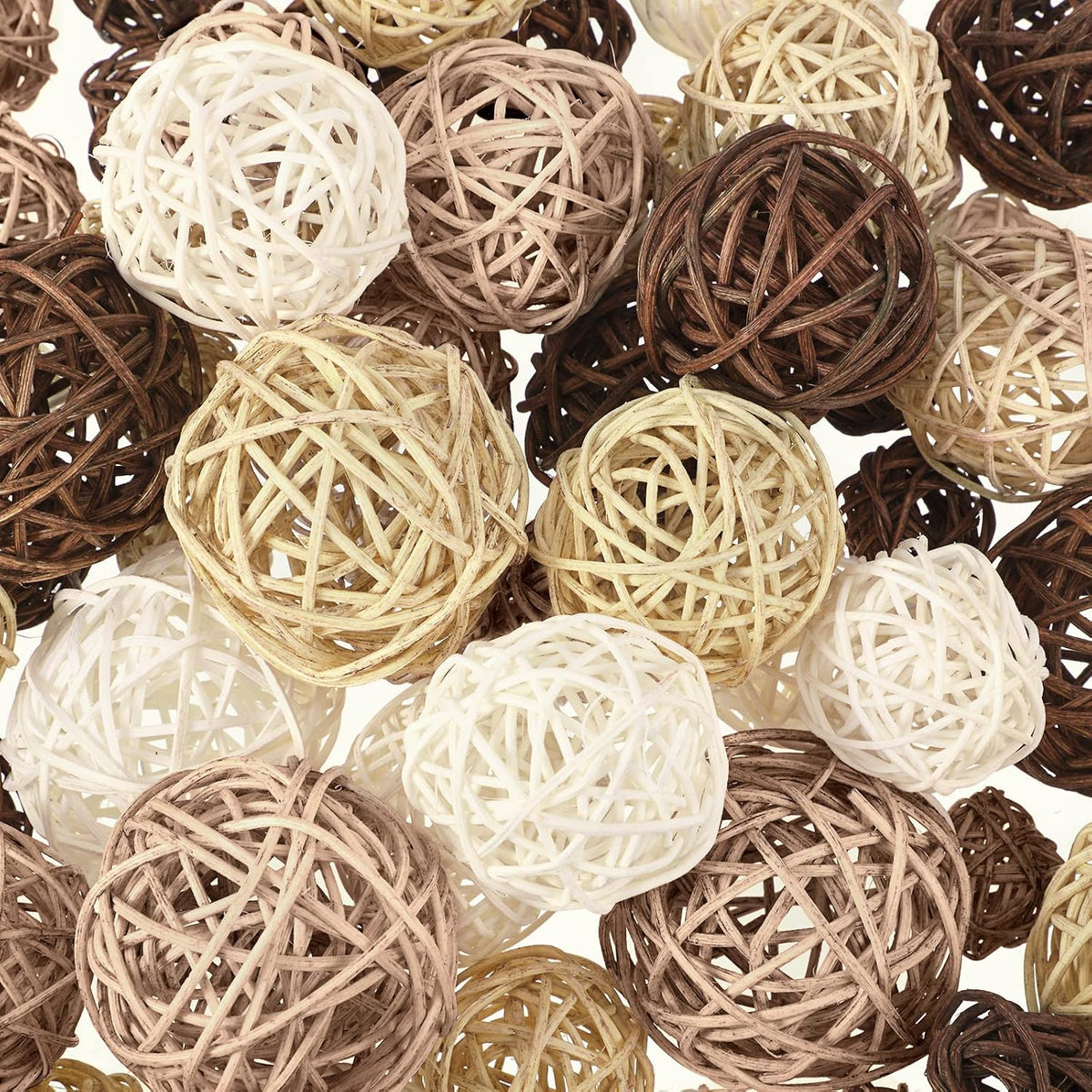 Patelai 72 Pcs Wicker Rattan Balls, Vase Bowl Fillers, Boho Neutral Set