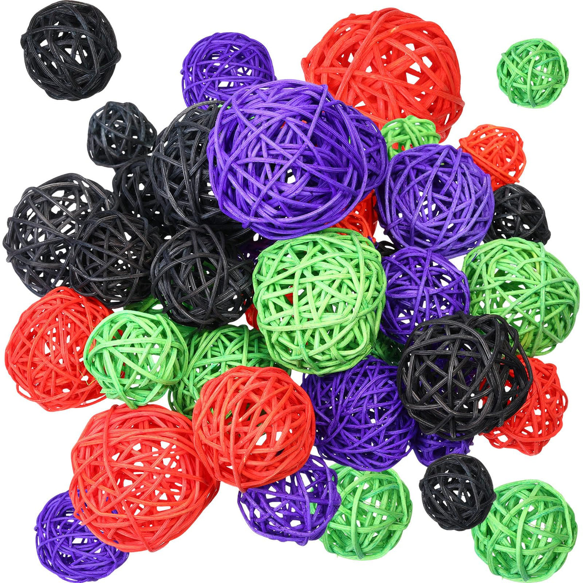 Patelai 72 Pcs Wicker Rattan Balls, Vase Bowl Fillers, Boho Neutral Set