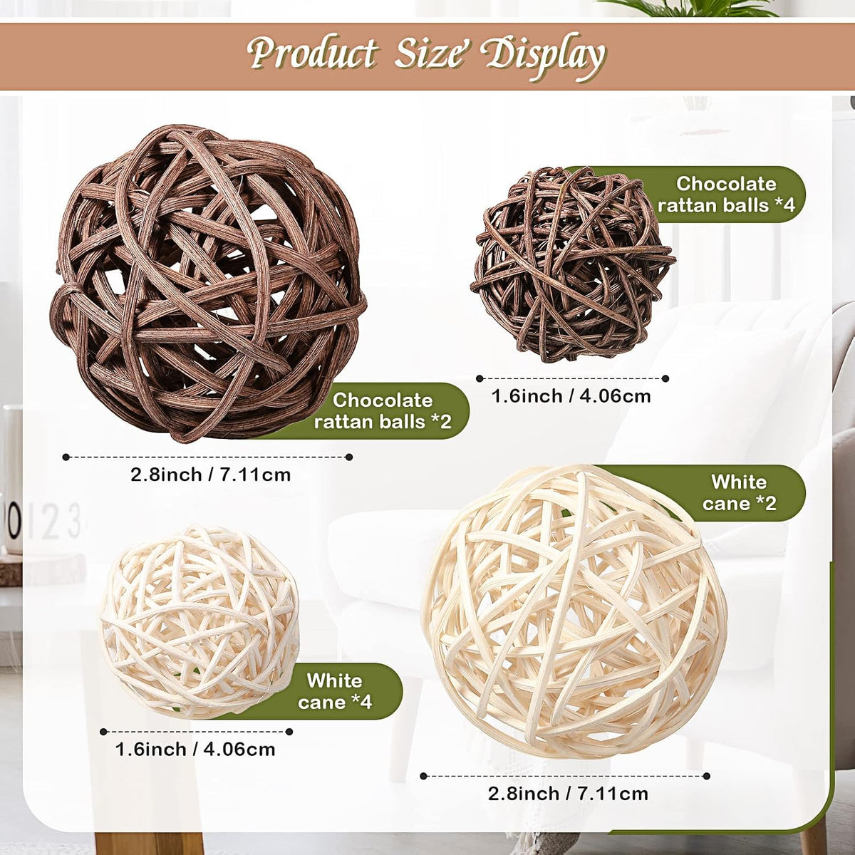 Jetec 18 Pcs Moss Wicker Decorative Balls for Centerpiece, Regular Size
