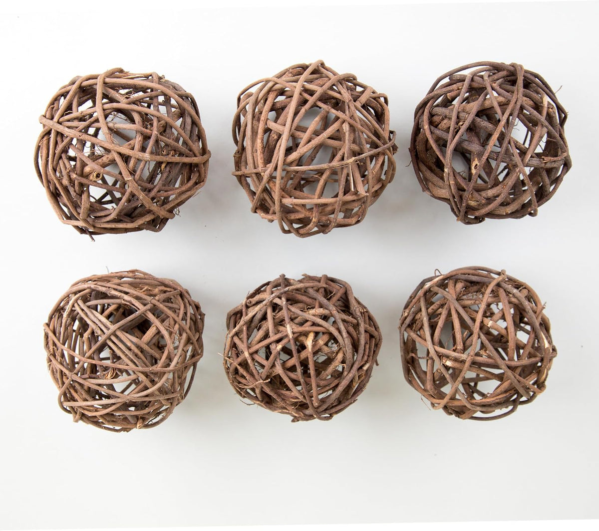 6Natural Vine Balls, 4 inch Dried Wicker Rattan Balls, Pack of 6 Decorative Sphere Orbs for Party Wedding, and Home Décor Vase Fillers for Centerpieces