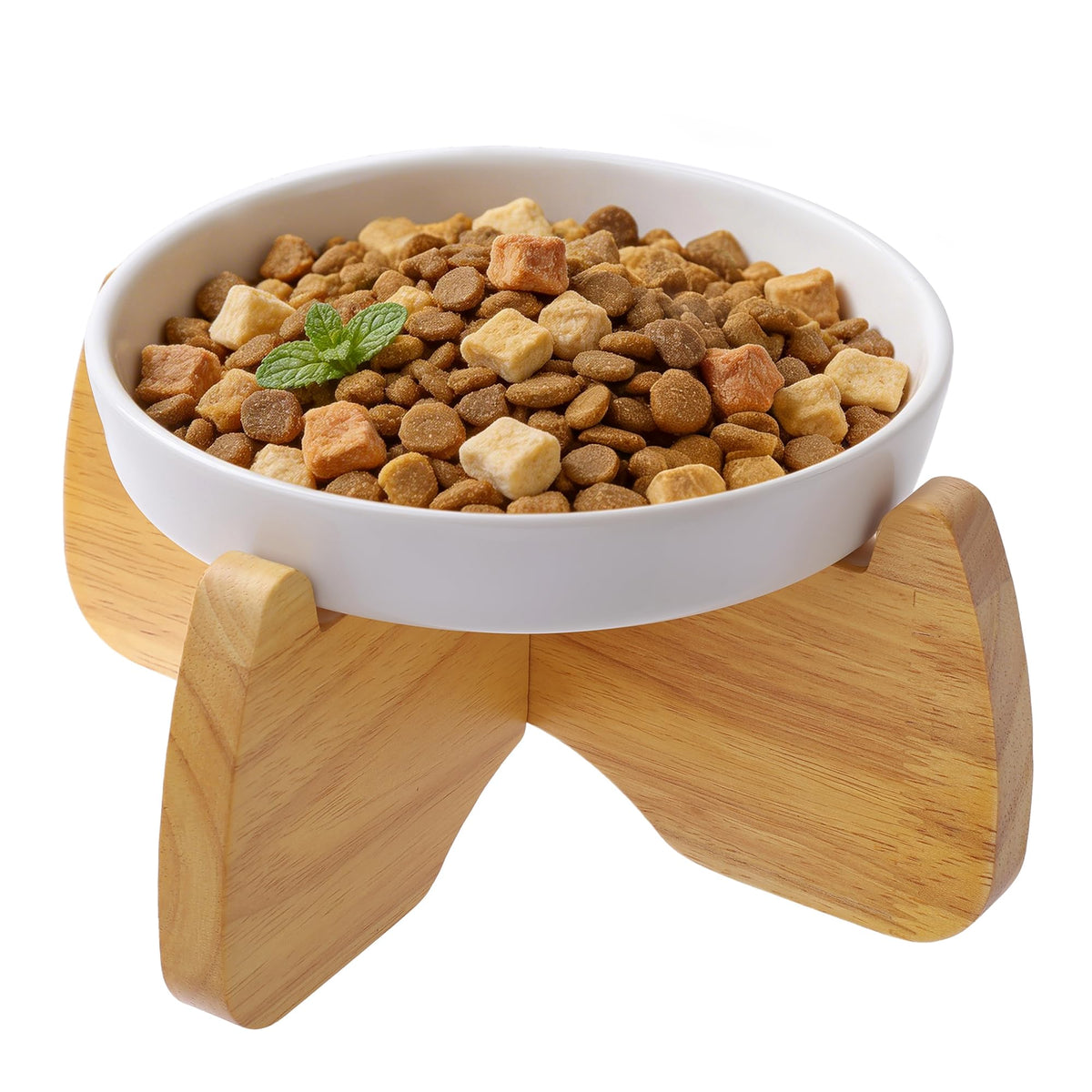 Ceramic Slow Feeder Cat Bowl 6.3" Wide (White)