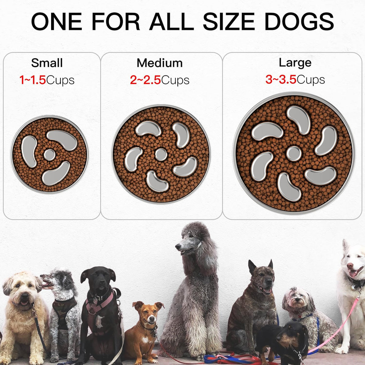 Feedoo Slow Feeder Dog Bowl-1Cup for Small Puppy, Double-Layer 304 Stainless Steel Puzzle Bowl, Anti-Choking for Fast Eaters, Heavy-Duty Non-Slip Base, Dishwasher Safe