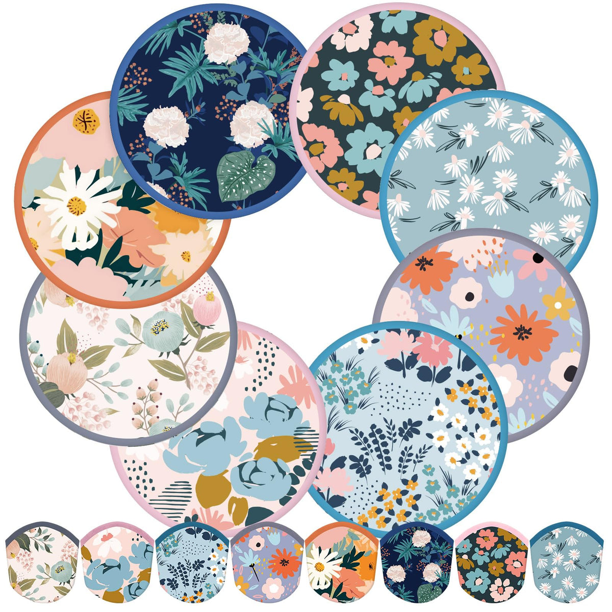 Gejoy 24 Pcs Splash Pattern Flying Disc Folding Hand Fan 8 Styles