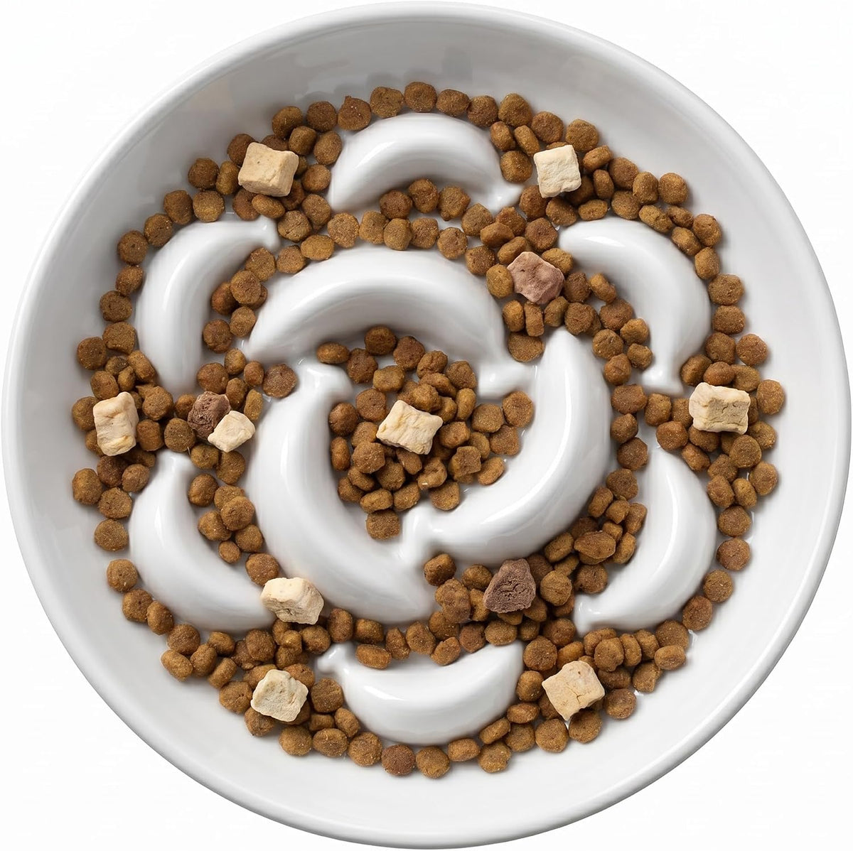 Ceramic Slow Feeder Cat Bowl, 6.3'' Wide Whisker Friendly Cat Puzzle Feeder