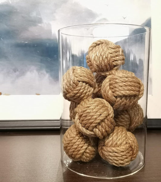 Elkpruu 10PCS Mini Orbs Decorative Balls for Centerpiece Bowls, Christmas Decorative Rope Balls for Bowls, Vase Filler, Decorative Bowl fillers for Farmehouse Coastal Nautical Table Decor