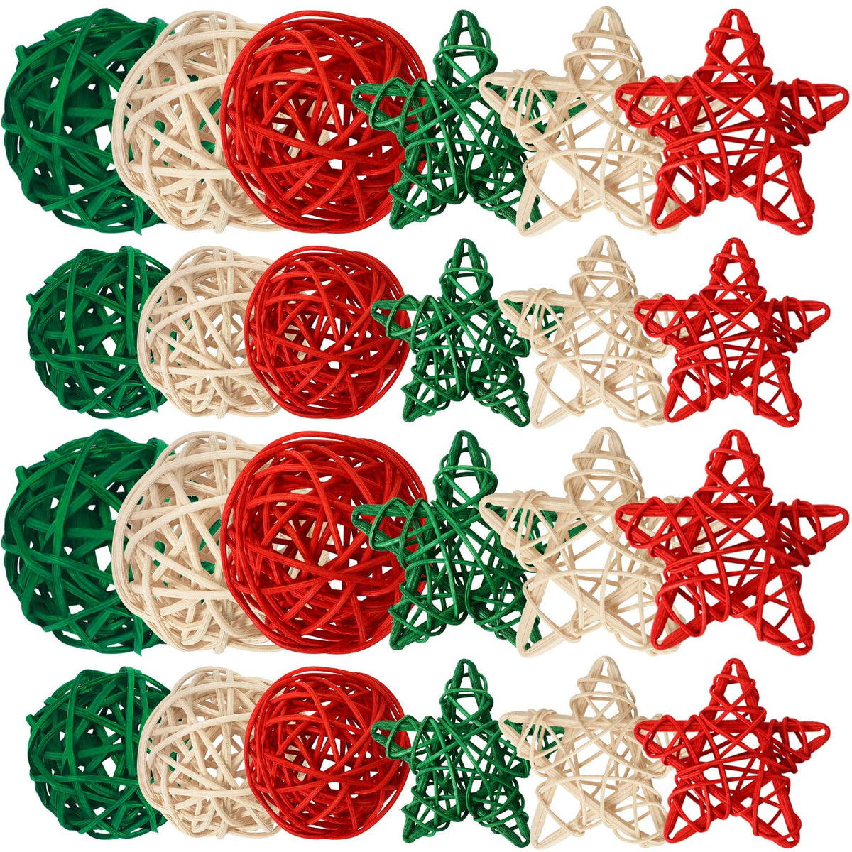NOVWANG 40 Pcs Natural Wicker Rattan Balls, Table Centerpieces Vase Bowl Filler Hanging Decor DIY Craft House Ornament for Party Decoration