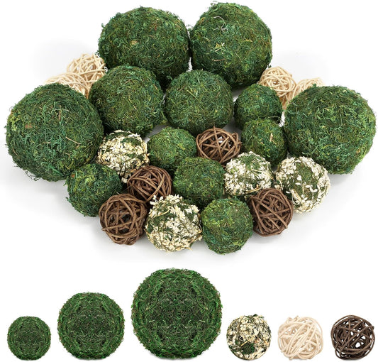 Lezmarket 24 Pcs Decorative Moss Balls for Centerpiece Bowls Assorted Sizes