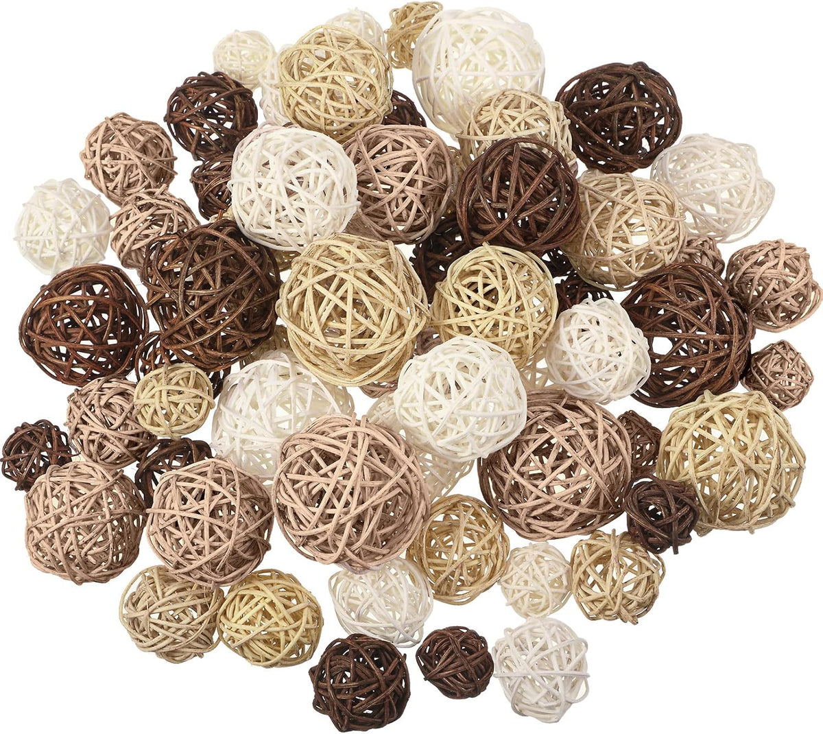 Patelai 72 Pcs Wicker Rattan Balls, Vase Bowl Fillers, Boho Neutral Set