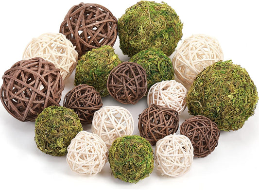 Jetec 18 Pcs Moss Wicker Decorative Balls for Centerpiece, Regular Size