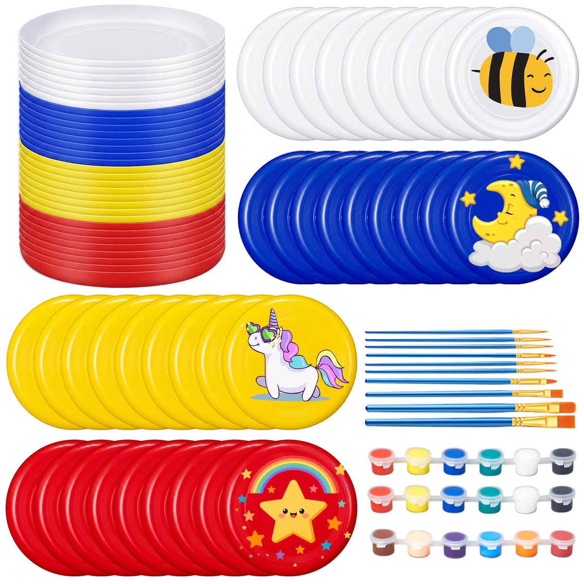 Tenceur 36 Pcs White DIY Plastic Flying Disks Bulk 7 Inch