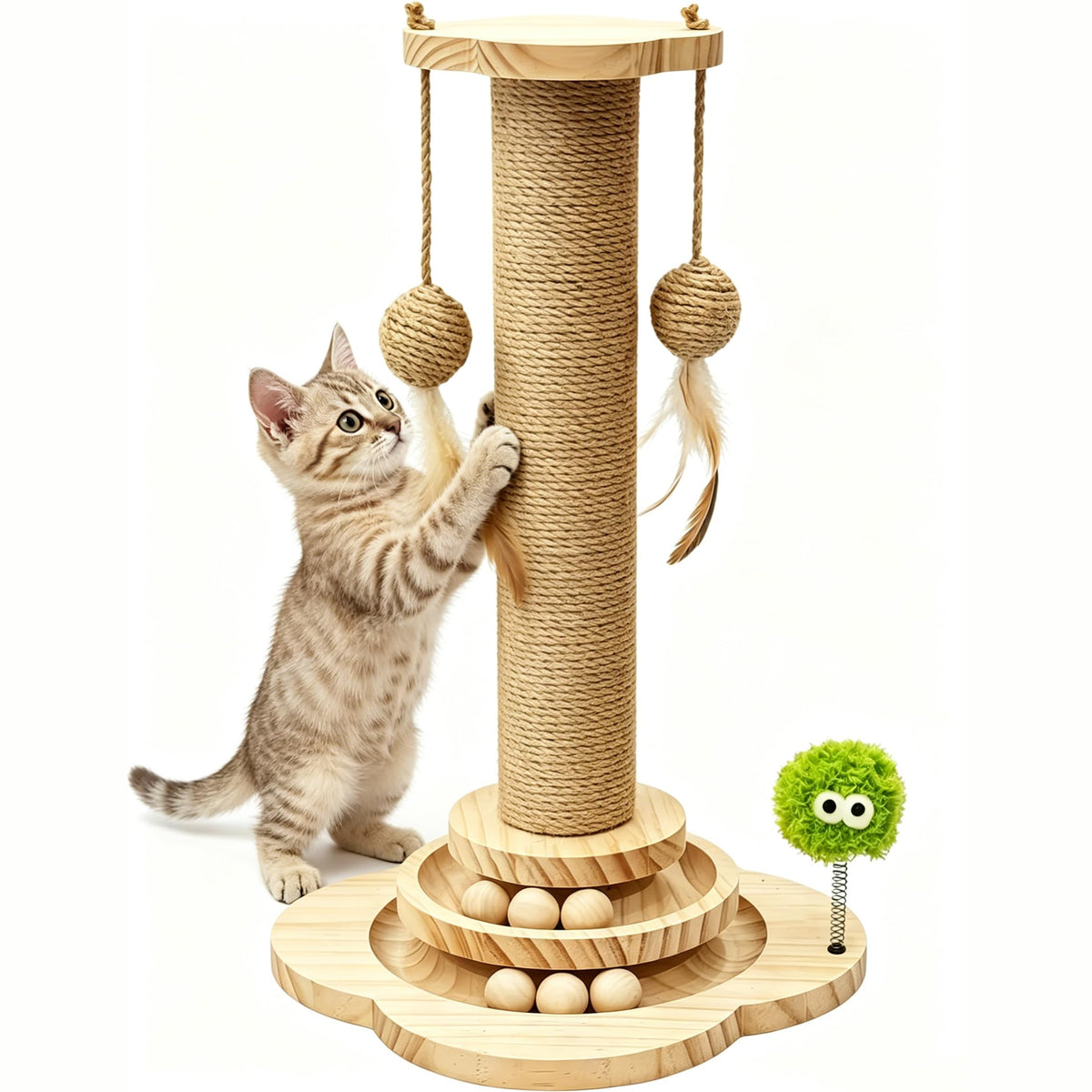 4-in-1 Cat Scratching Post for Indoor Kittens