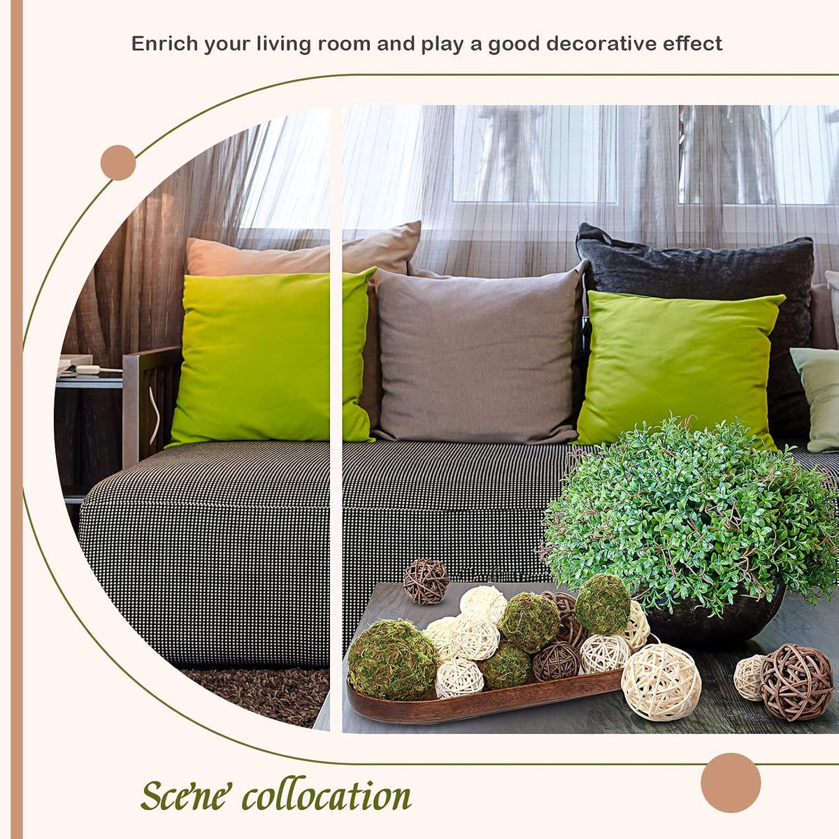 Jetec 18 Pcs Moss Wicker Decorative Balls for Centerpiece, Regular Size