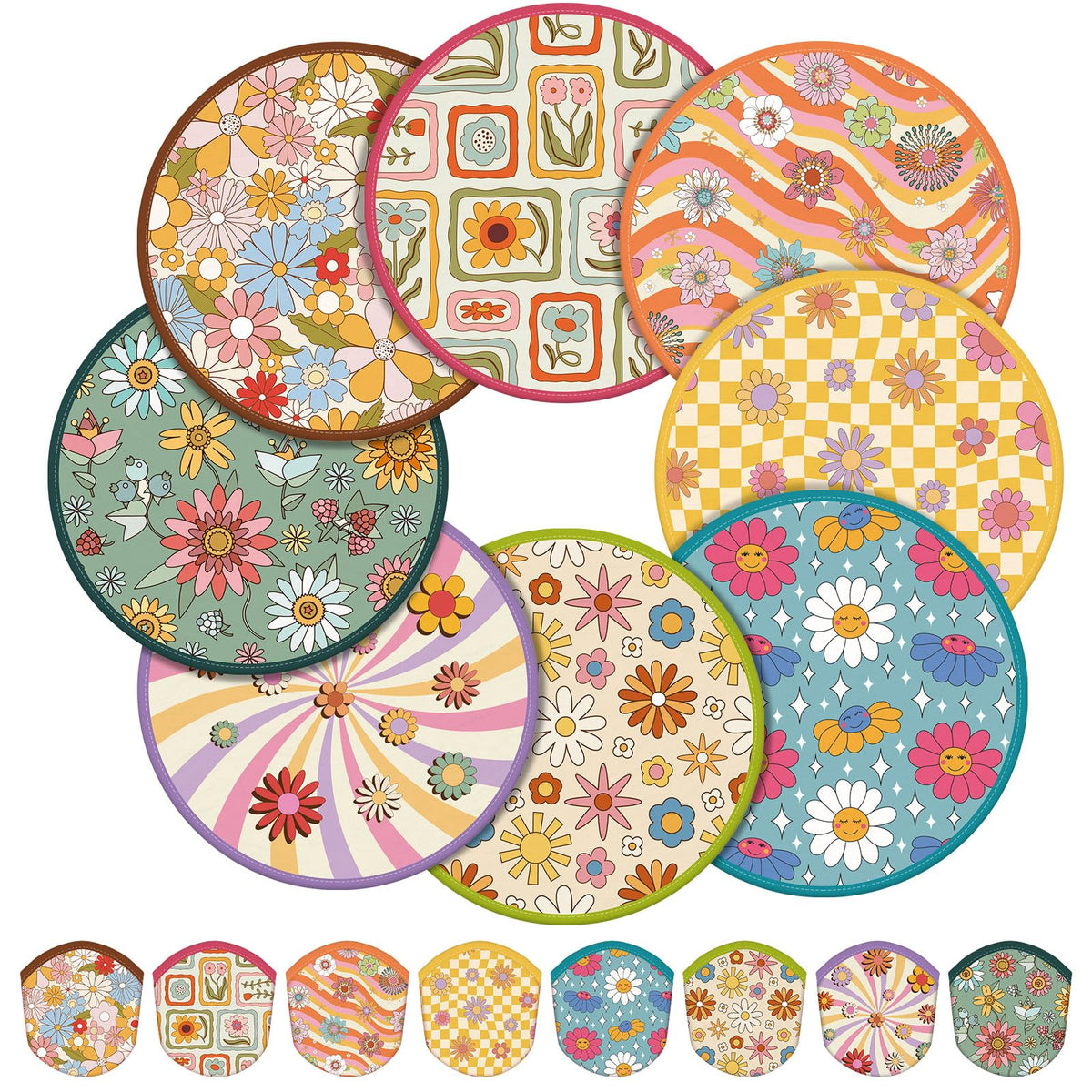 Gejoy 24 Pcs Splash Pattern Flying Disc Folding Hand Fan 8 Styles