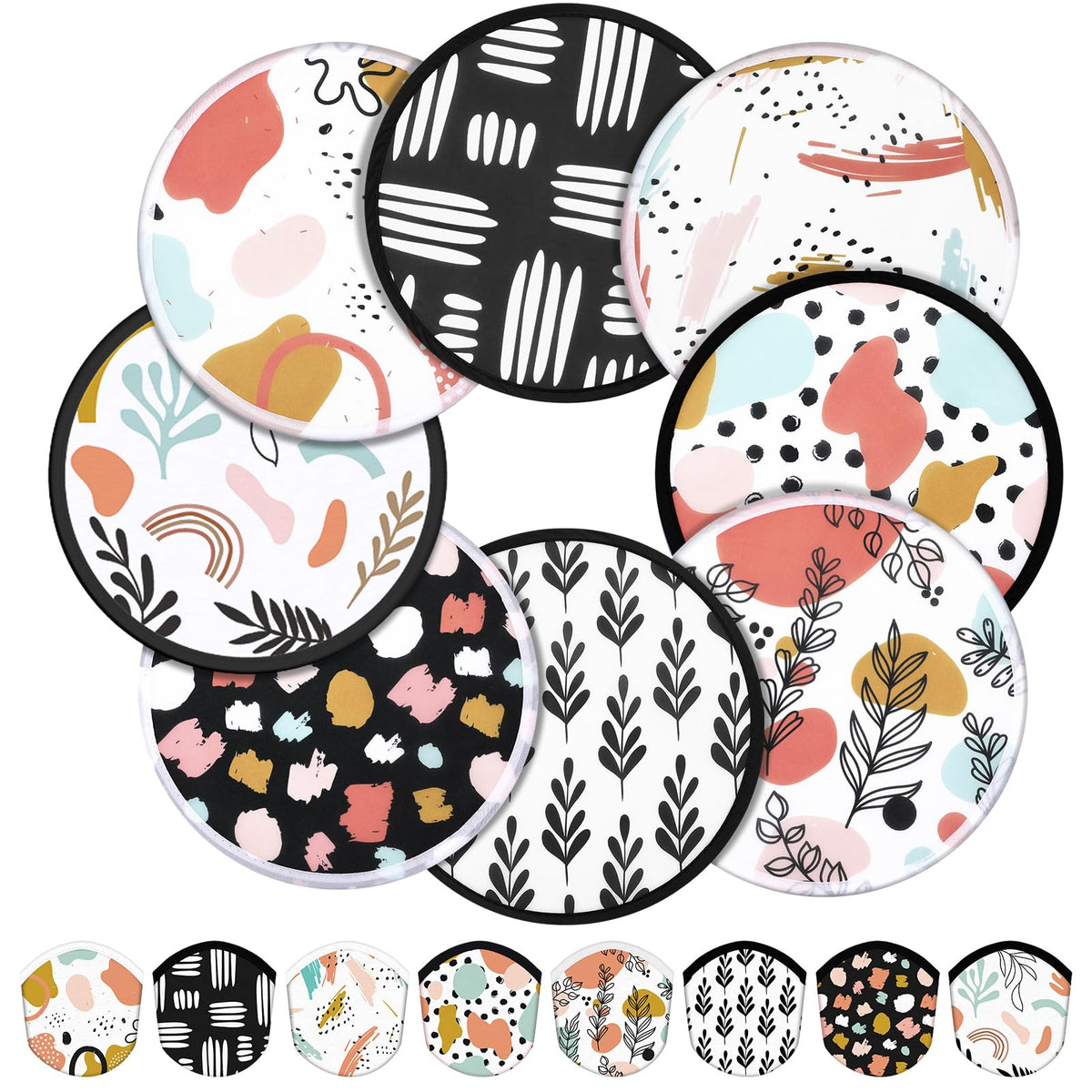 Gejoy 24 Pcs Splash Pattern Flying Disc Folding Hand Fan 8 Styles