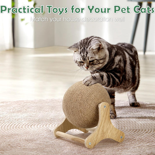 Sisal Cat Scratching Ball, Cat Scratcher Ball Toy with Stable Stand, Interactive Exercise Toy for Small Pet Interactive Exercise and Play