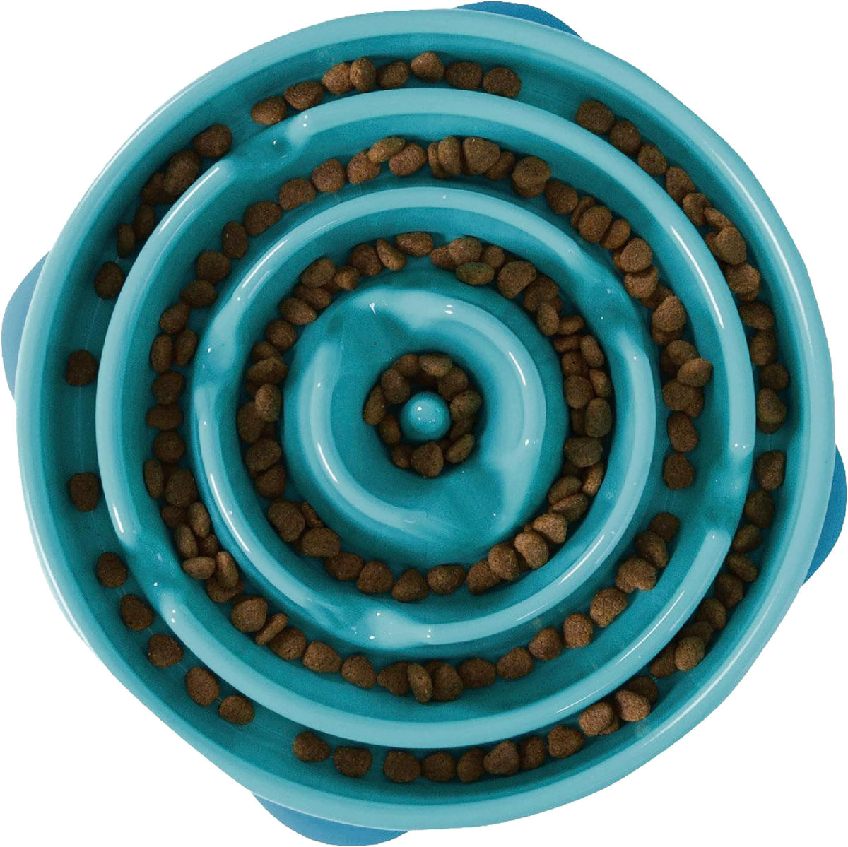 Outward Hound Fun Feeder Slo Bowl – Large 4‑Cup Capacity, Slow Feeding, Medium to Large Dogs, Non‑Slip, Blue, Notch Pattern