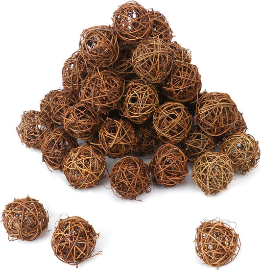 60 PCS 2 Inch Decorative Wicker Rattan Balls, Wicker Dried Vine Balls for Christmas, Ornaments DIY, Party Wedding, Table Decoration and Home Décor