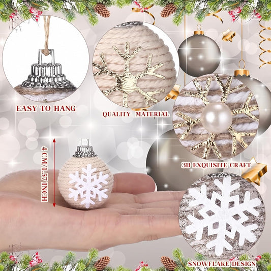 36 Pcs Christmas Boho Balls Ornaments 1.2 Inch Farmhouse Rustic