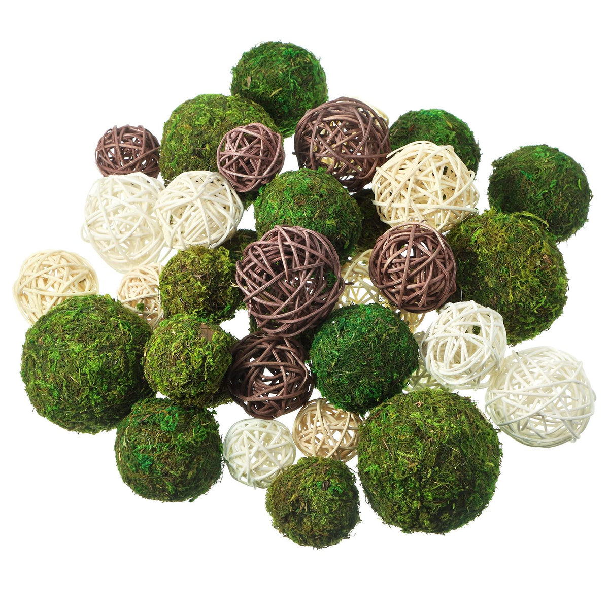 Patelai 72 Pcs Wicker Rattan Balls, Vase Bowl Fillers, Boho Neutral Set
