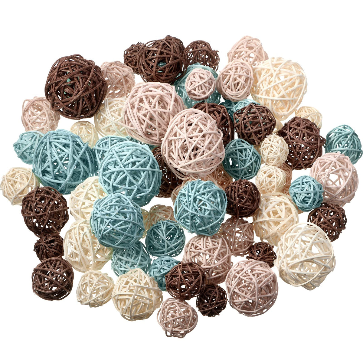 Patelai 72 Pcs Wicker Rattan Balls, Vase Bowl Fillers, Boho Neutral Set