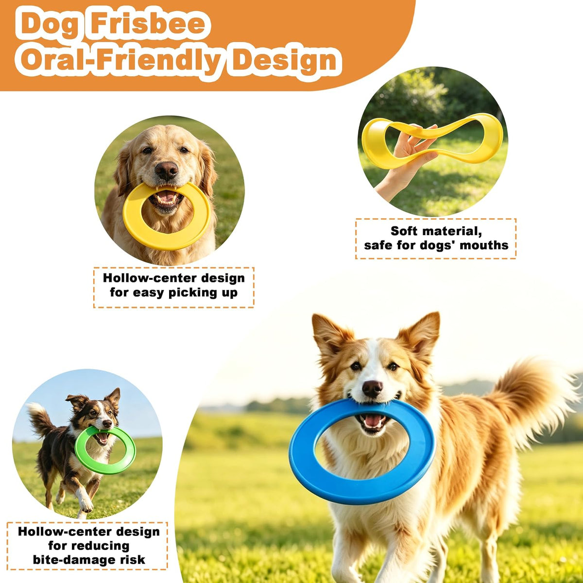 Dog Flying Disc, 3 Pack Dog Frisbee Toy Gift Set for Medium & Large Dogs