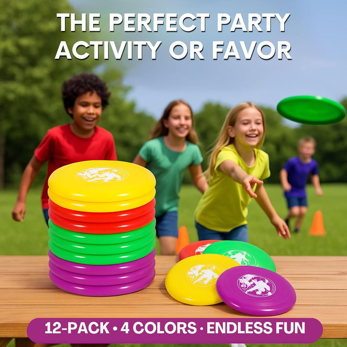 Liberty Imports 12 Pack: Plastic Flying Sports Discs Set for Outdoors Beach Backyard Throwing and Catching Activities, 9" Play Discs for Kids & Adults