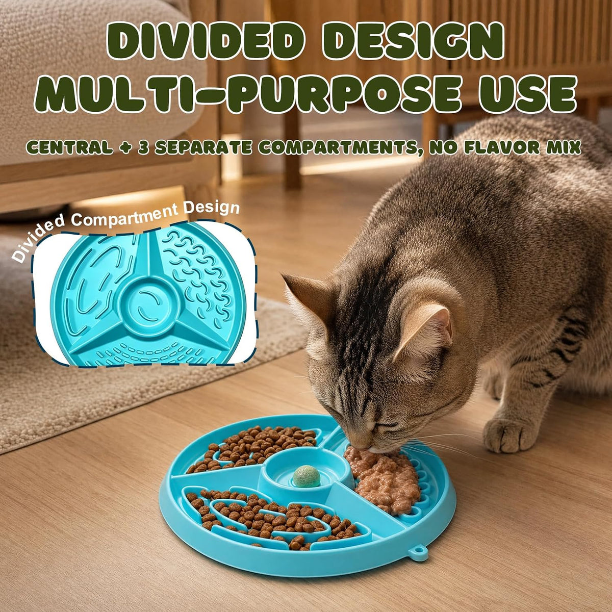 Silicone Slow Feeder Cat Bowl, 2 Pcs Non-Slip Puzzle Interactive Feeder, Food Grade Pet Silicone Bowl Prevent Overeating Anti-Choke, Easy to Clean for Indoor Travel Crate, Suitable for Dry Wet Food