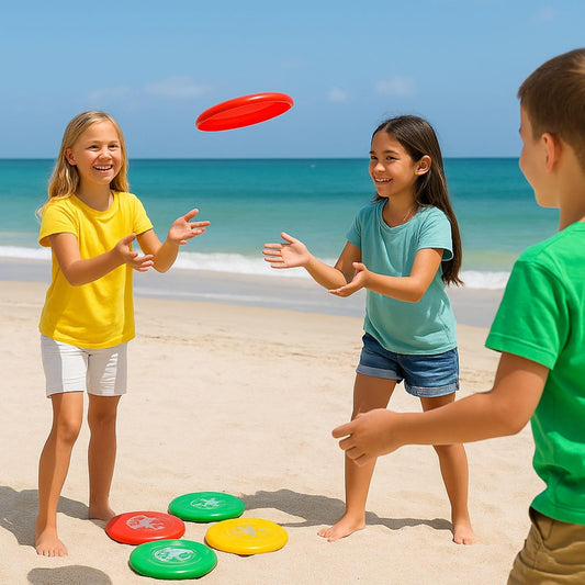 Liberty Imports 12 Pack: Plastic Flying Sports Discs Set for Outdoors Beach Backyard Throwing and Catching Activities, 9" Play Discs for Kids & Adults