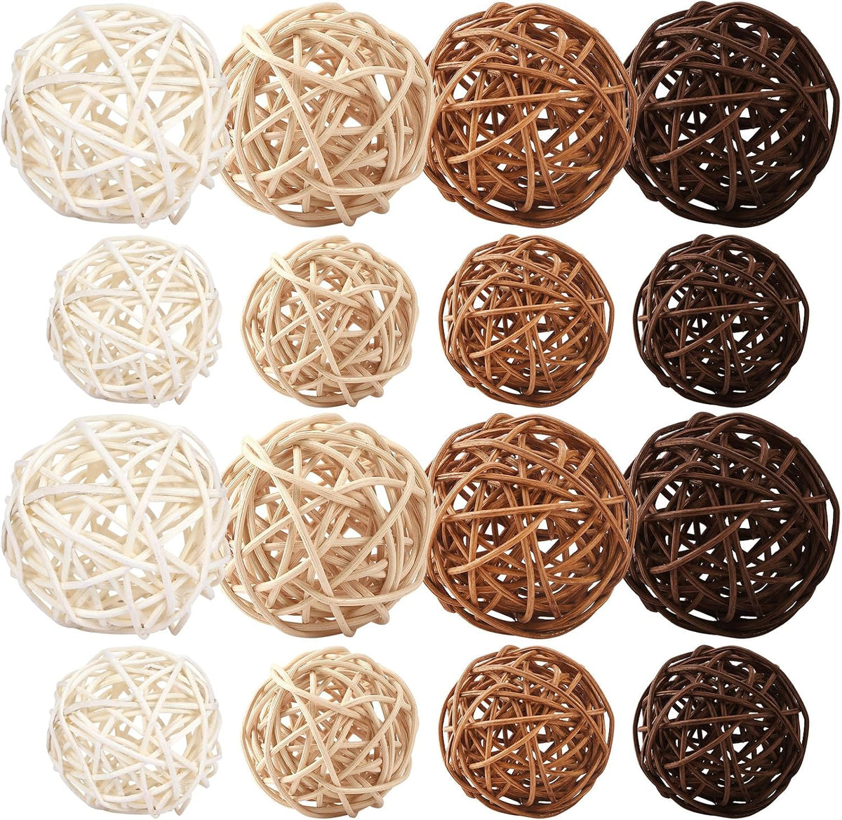NOVWANG 40 Pcs Natural Wicker Rattan Balls, Table Centerpieces Vase Bowl Filler Hanging Decor DIY Craft House Ornament for Party Decoration