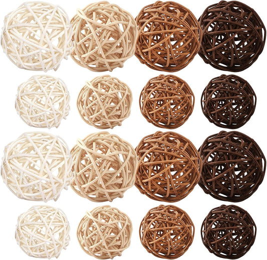 NOVWANG 40 Pcs Natural Wicker Rattan Balls, Table Centerpieces Vase Bowl Filler Hanging Decor DIY Craft House Ornament for Party Decoration