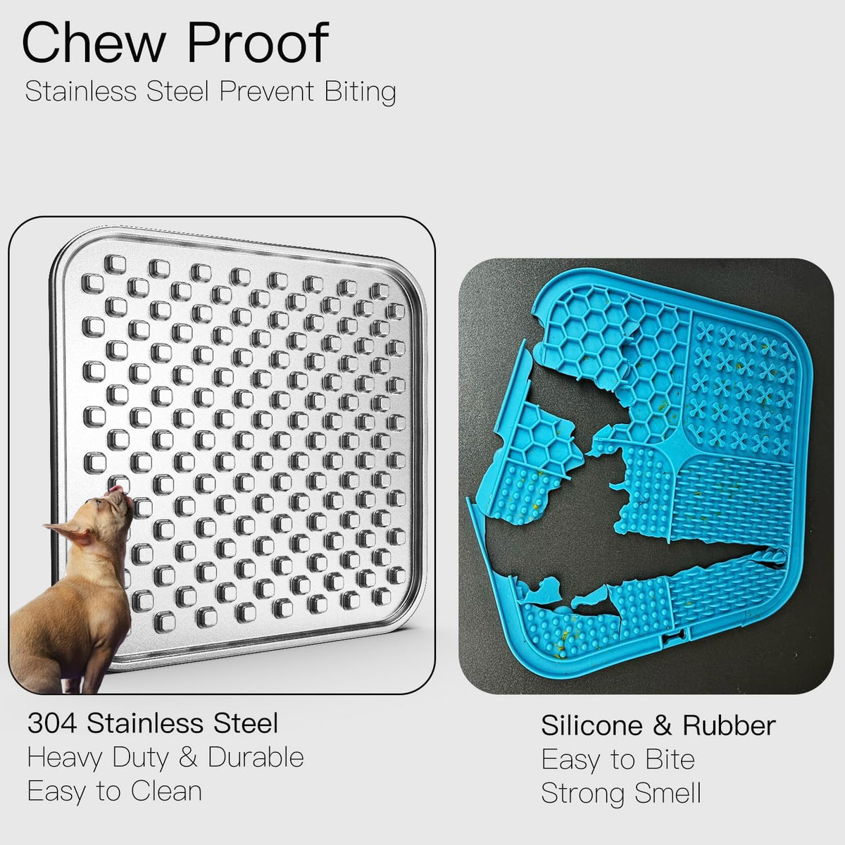 Feedoo Double Layer Stainless Steel Lick Mat for Dogs & Cats, Chew-Proof & Non-Slip, Anxiety Relief, Whisker Friendly, Dishwasher-Safe Slow Feeder Pad[2Pack]