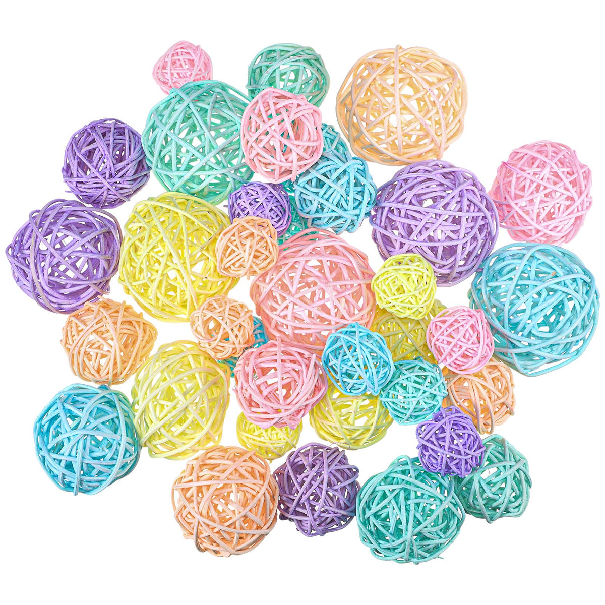Patelai 72 Pcs Wicker Rattan Balls, Vase Bowl Fillers, Boho Neutral Set