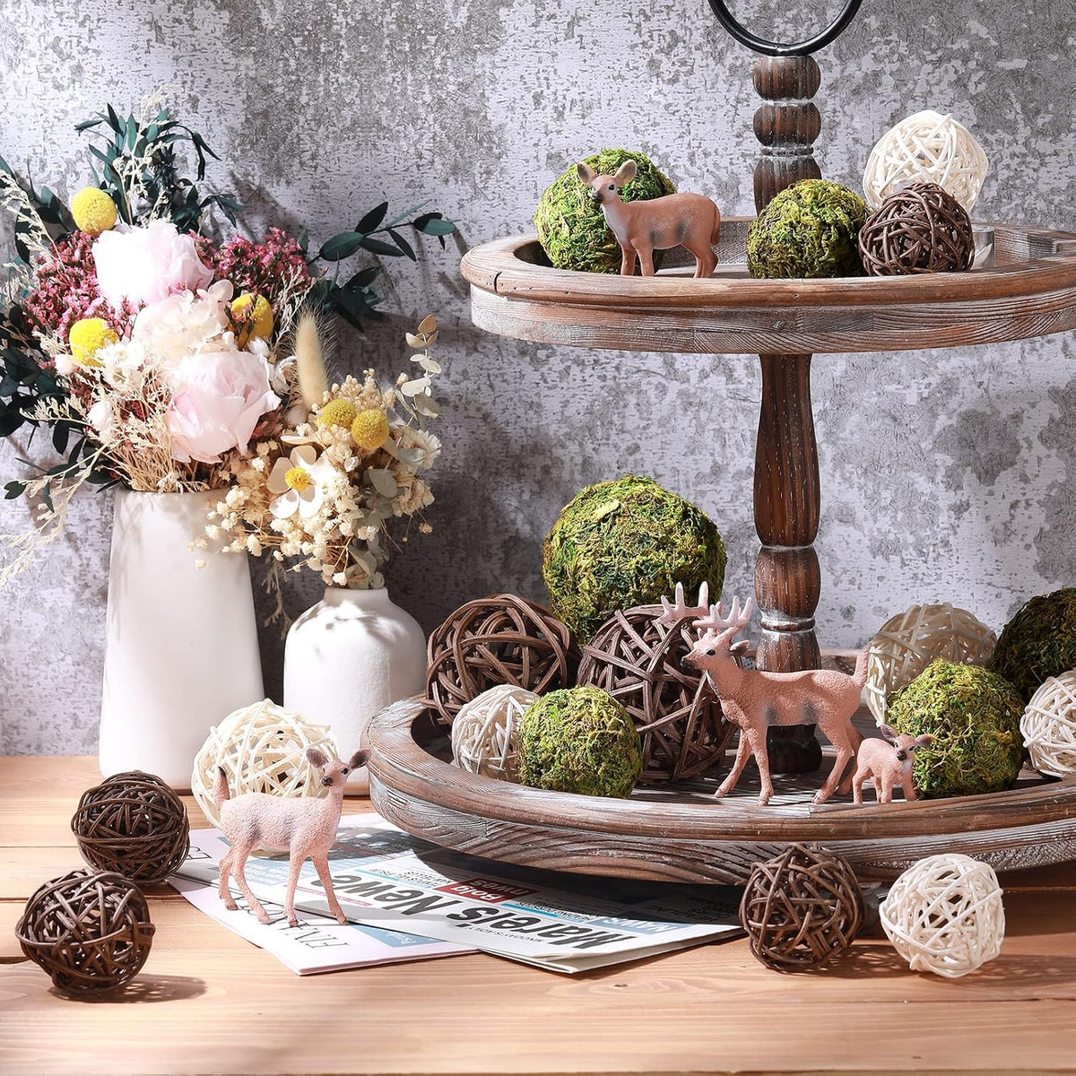 Jetec 18 Pcs Moss Wicker Decorative Balls for Centerpiece, Regular Size