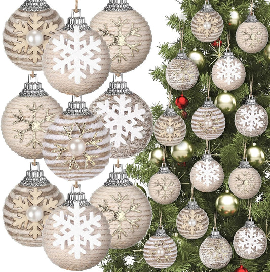 36 Pcs Christmas Boho Balls Ornaments 1.2 Inch Farmhouse Rustic